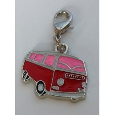 Klik-aan hanger met volkswagenbusje rood roze
